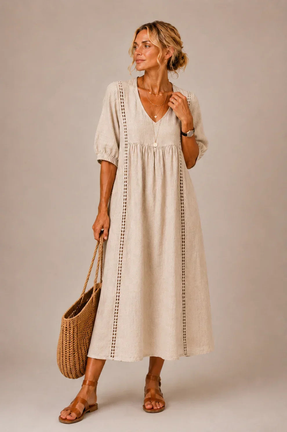 Linnea | Lace-Trim Maxi Dress