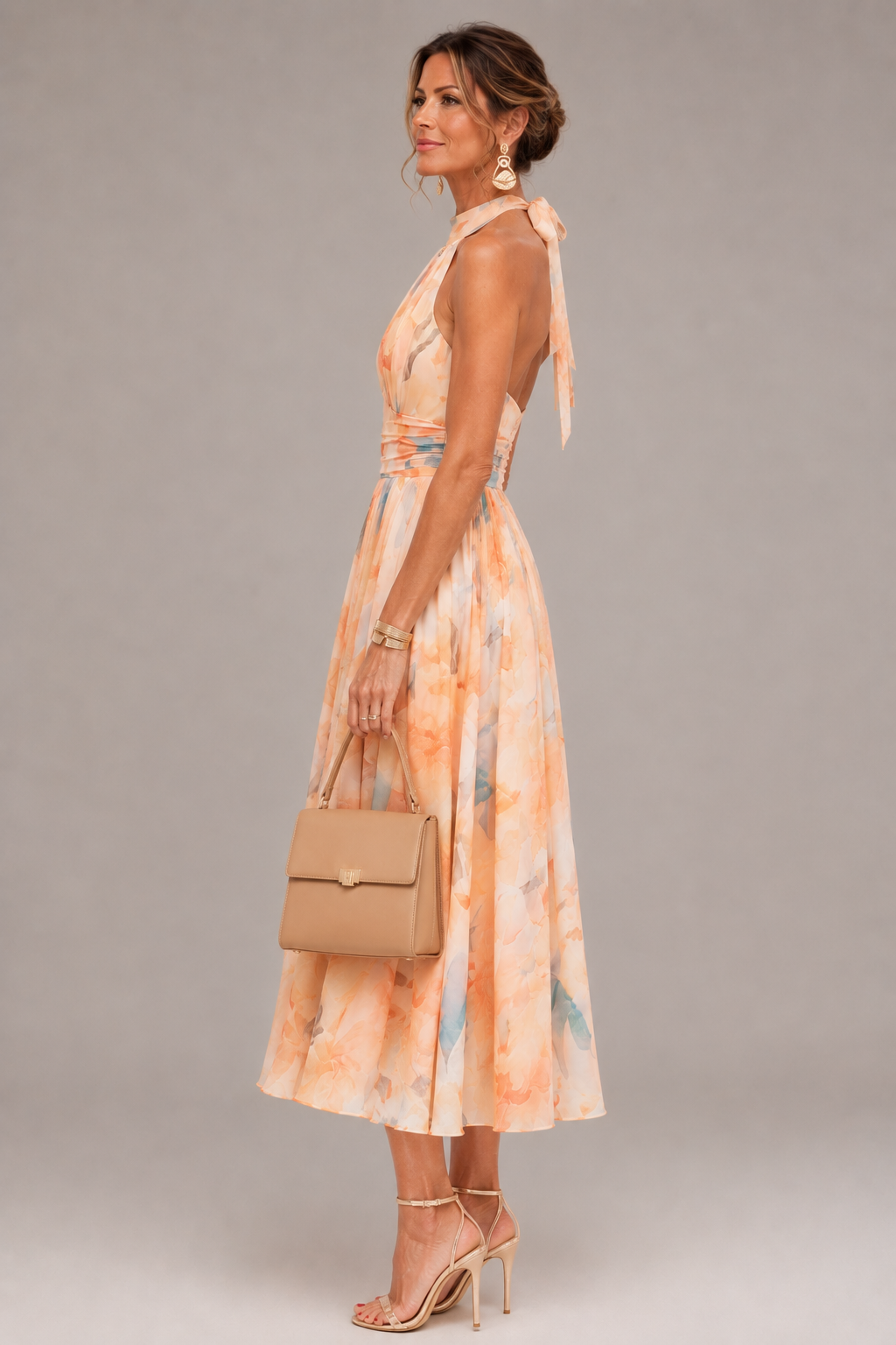 Aurora | Watercolour Halter Maxi Dress
