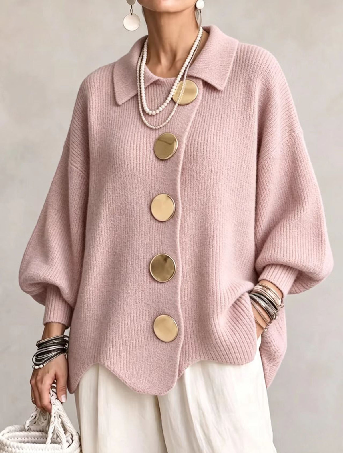 Isadora™ | Cárdigan Oversize con Botones Dorados